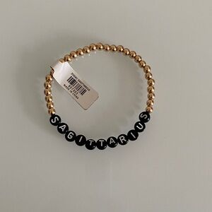 Sagittarius Zodiac Sign Bead Stretchy Bracelet Black & Gold Accessory